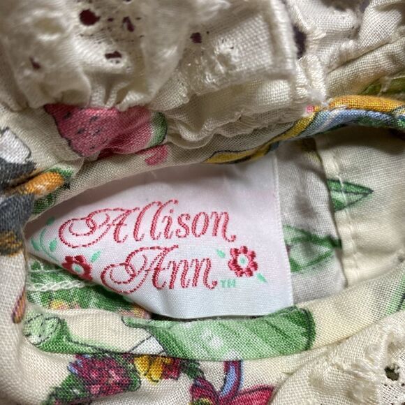 ALLISON ANN Vintage Baby Jumper One Piece Eyelet Cat Garden Print - Picture 4 of 10